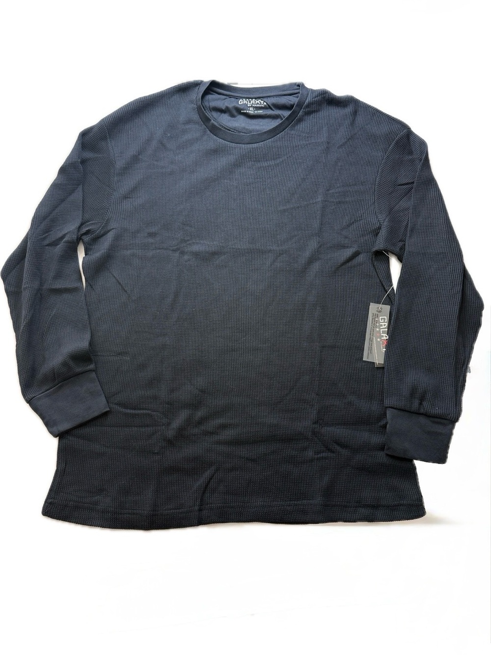 Galaxy By Harvic Men's Long-Sleeve Thermal Crewneck - Navy Size XL NWT